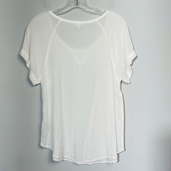 Splendid White T-Shirt Blouse Top Rayon Semi Sheer Lightweight Cap Sleeve XS - Picture 4 of 8